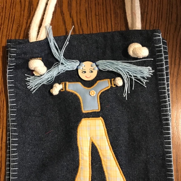 One of a kind Denim tote. Hip ponty tail girl - Picture 3 of 8